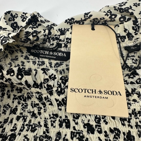 Scotch & Soda | Long Sleeve Floral Smocked Frill Mini Dress | Medium NWT - Picture 13 of 15